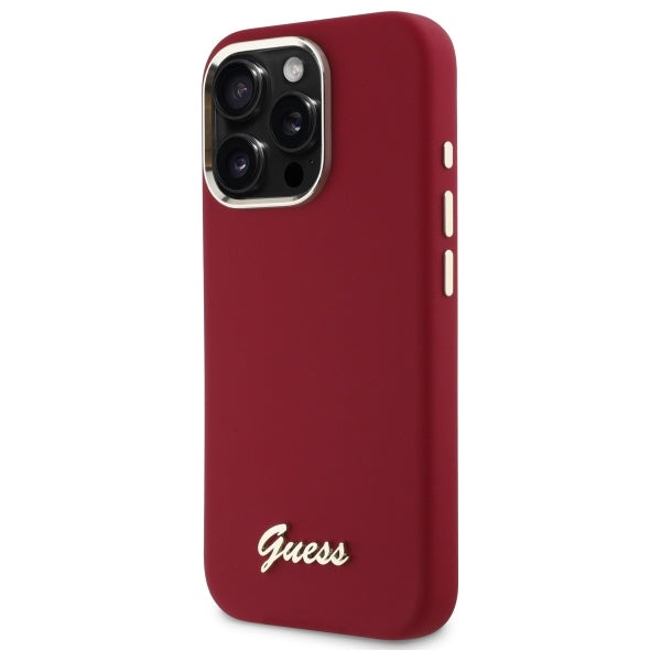 Case for Apple iPhone 16 Pro, Guess, Script Metal Logo, Pink