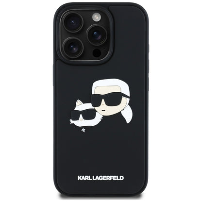 Case for Apple iPhone 16 Pro, Karl Lagerfeld, 3D Rubber Karl & Choupette, Black