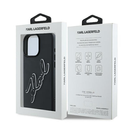 Case for Apple iPhone 16 Pro, Karl Lagerfeld, 3D Rubber Signature, Black
