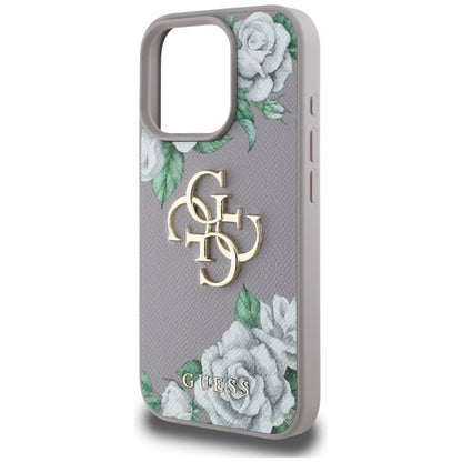 Case for Apple iPhone 16 Pro Max, Guess, 4G Grained Roses Big Logo, Purple