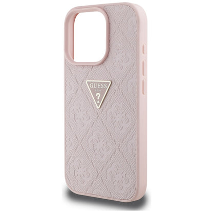Case for Apple iPhone 16 Pro Max, Guess, Hot Stamp 4G Pattern Triangle Logo, Pink