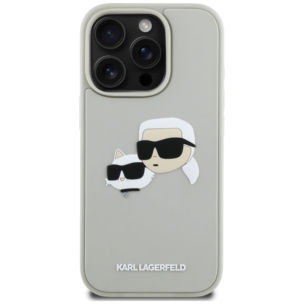Case for Apple iPhone 16 Pro Max, Karl Lagerfeld, 3D Rubber Karl & Choupette, Beige