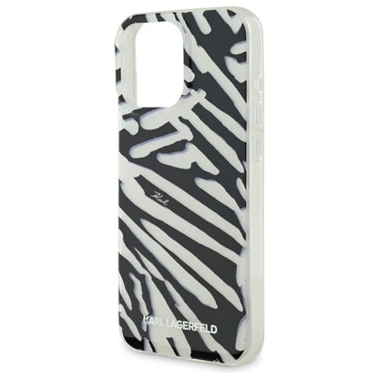 Case for Apple iPhone 16 Pro Max, Karl Lagerfeld, IML Luxury Zebra Pattern with Strap, Black