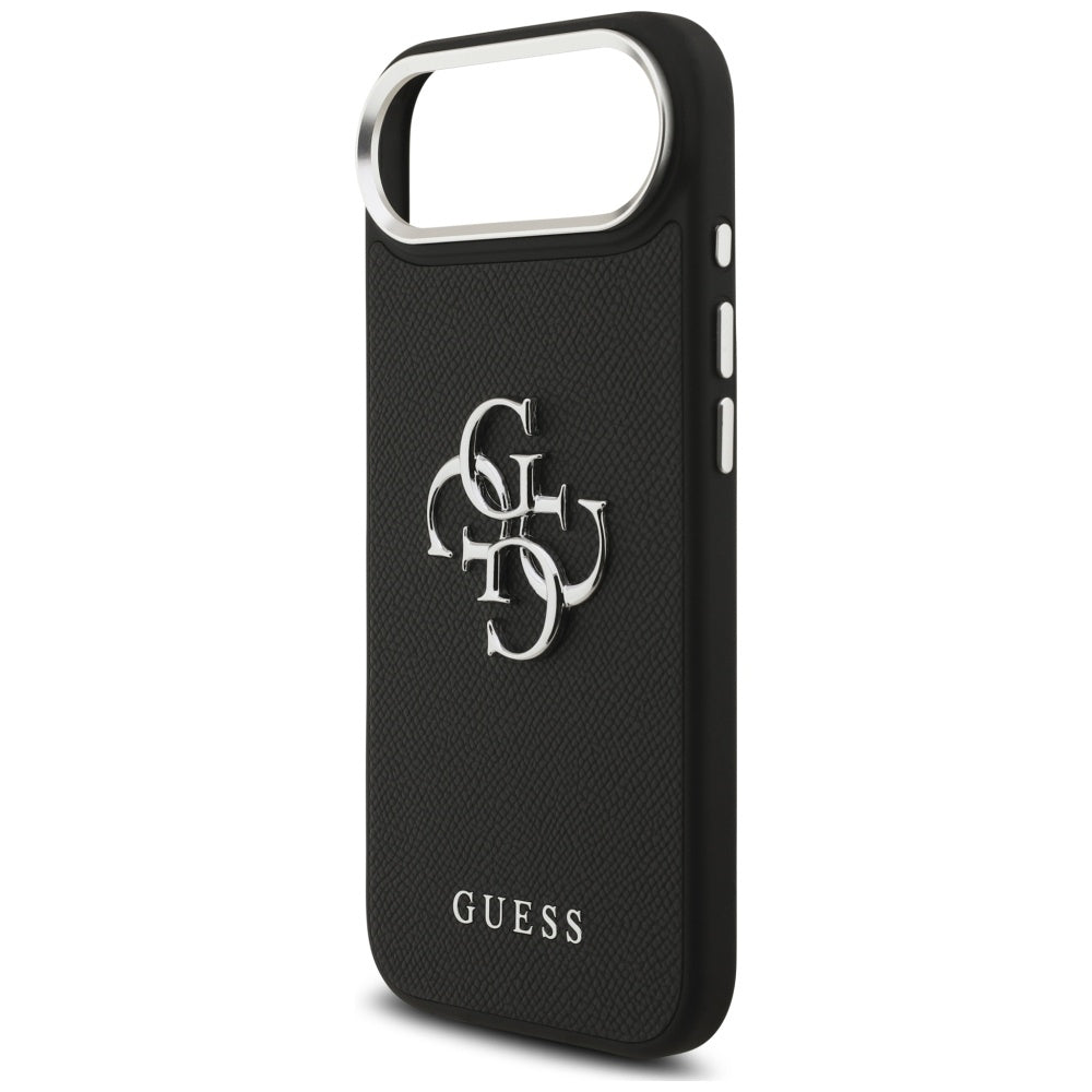 Case for Apple iPhone 17 Air, Guess, 4G Grained Big and Classic Logo, Black Silver