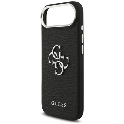 Case for Apple iPhone 17 Air, Guess, 4G Grained Big and Classic Logo, Black Silver