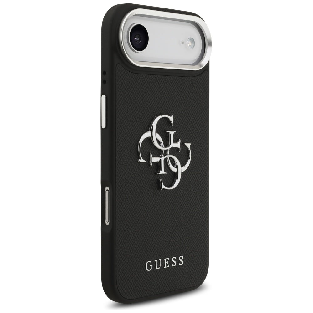 Case for Apple iPhone 17 Air, Guess, 4G Grained Big and Classic Logo, Black Silver