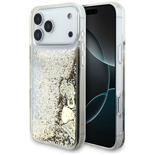 Case for Apple iPhone 17 Pro, Guess, Liquid Glitter Charms, Gold