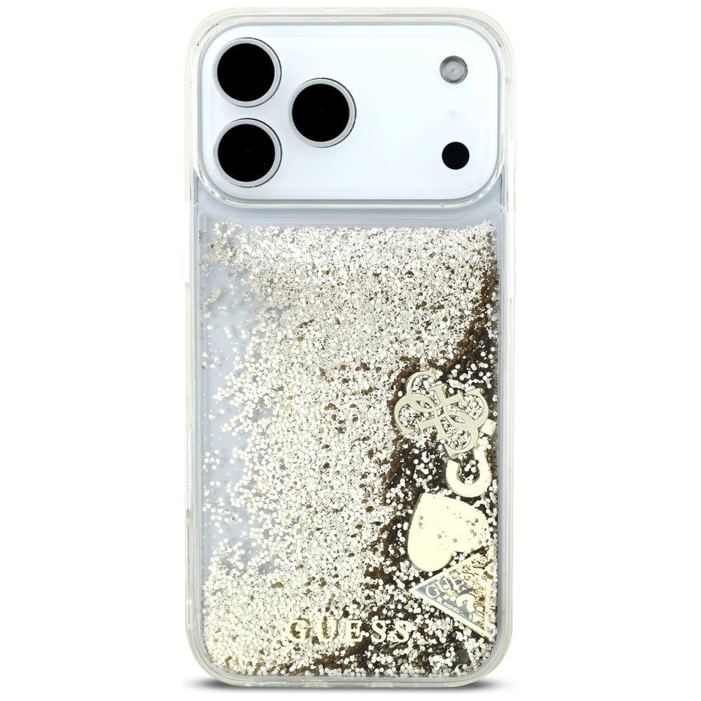 Case for Apple iPhone 17 Pro, Guess, Liquid Glitter Charms, Gold