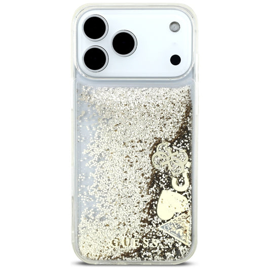 Case for Apple iPhone 17 Pro, Guess, Liquid Glitter Charms, Gold