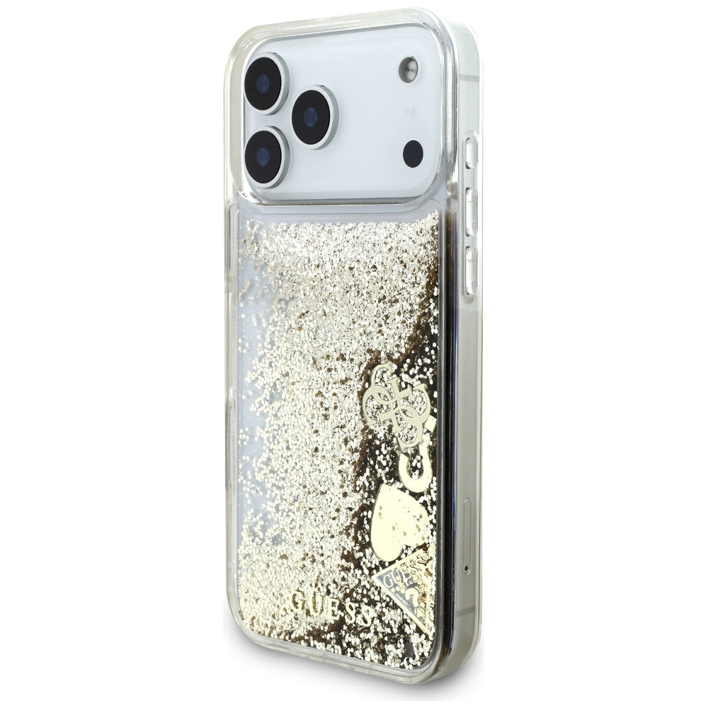Case for Apple iPhone 17 Pro, Guess, Liquid Glitter Charms, Gold