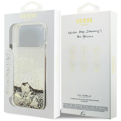 Case for Apple iPhone 17 Pro, Guess, Liquid Glitter Charms, Gold