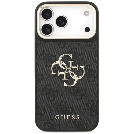 Case for Apple iPhone 18 Pro / 17 Pro, Guess, Big 4G Classic Logo & Big Strap Metal Buttons, Black