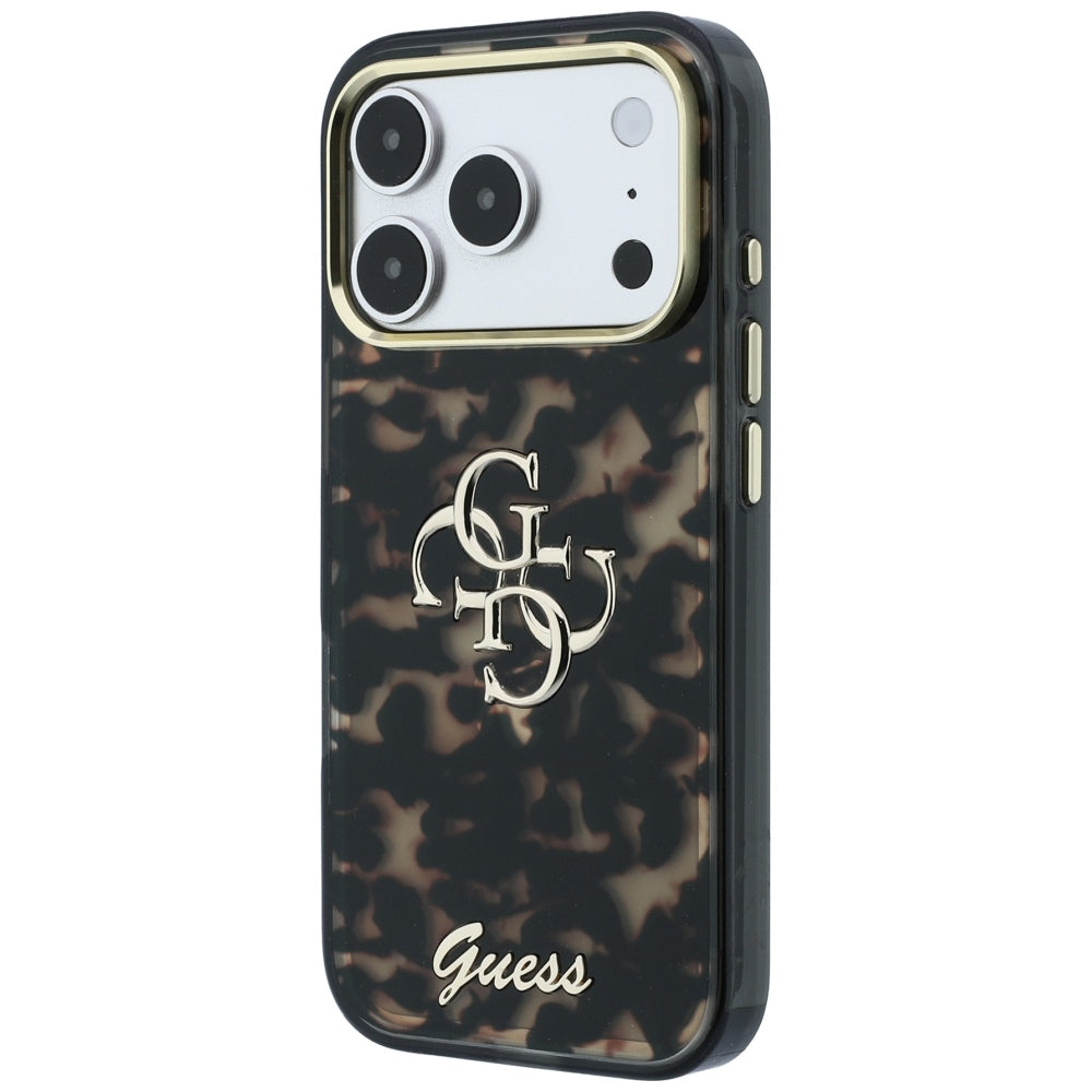 Case for Apple iPhone 18 Pro / 17 Pro, Guess, IML 4G Metal Script, Brown