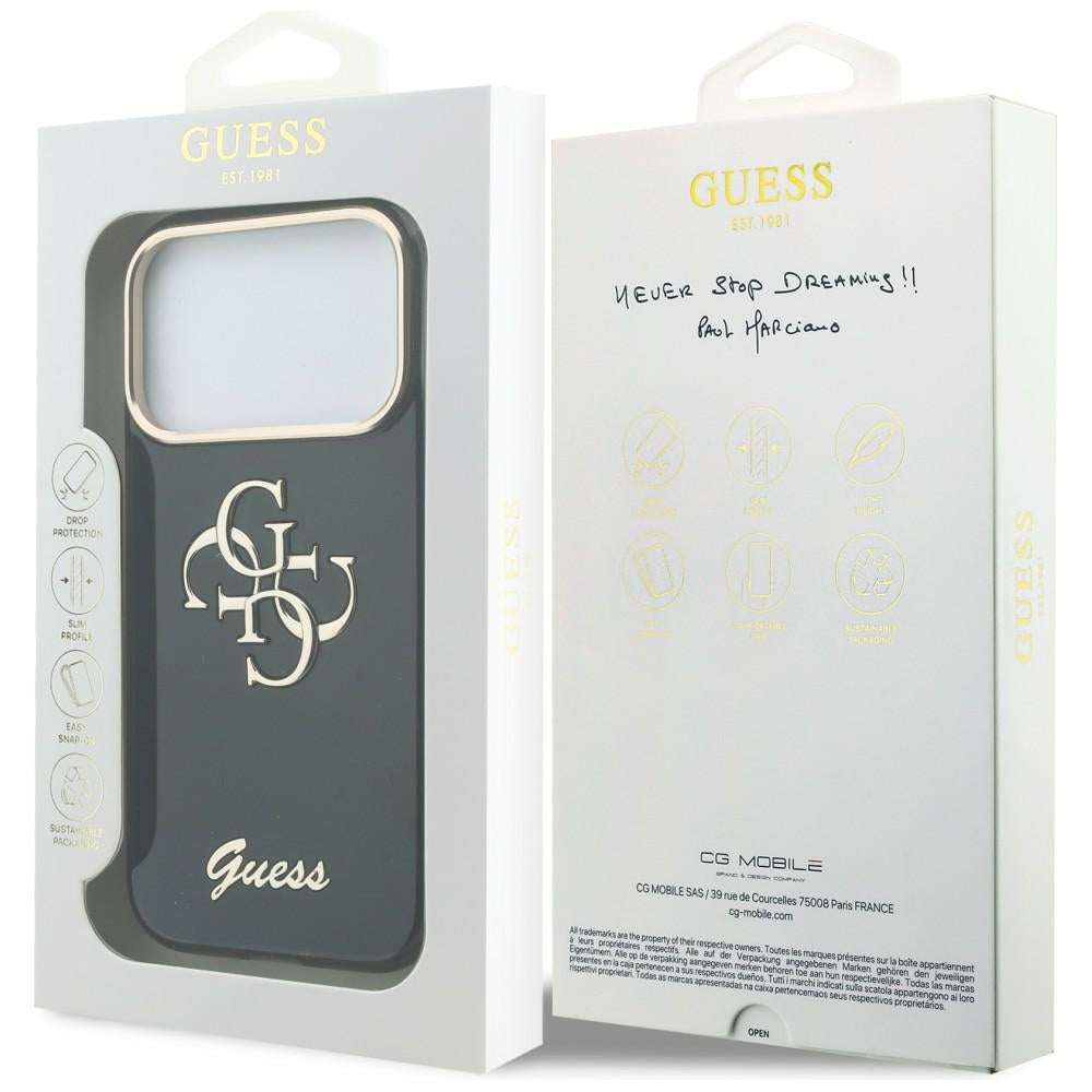 Case for Apple iPhone 18 Pro / 17 Pro, Guess, IML 4G Metal Script, Black