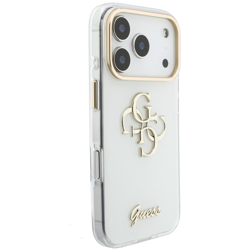 Case for Apple iPhone 18 Pro, Guess, IML 4G Metal Script, White