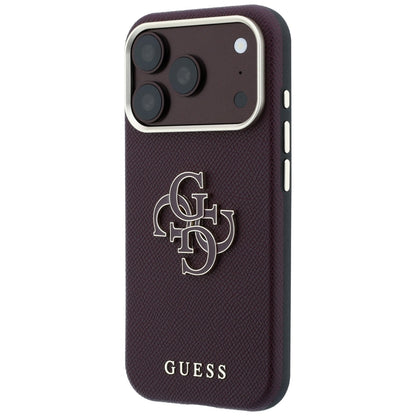 Case for Apple iPhone 18 Pro Max / 17 Pro Max, Guess, Grained Big Resin Logo, Burgundy