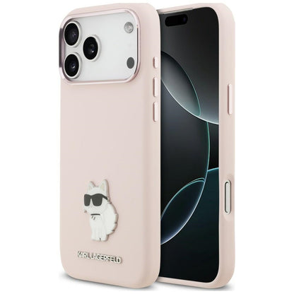 Case for Apple iPhone 18 Pro Max / 17 Pro Max, Karl Lagerfeld, Choupette Metal Pin, Pink