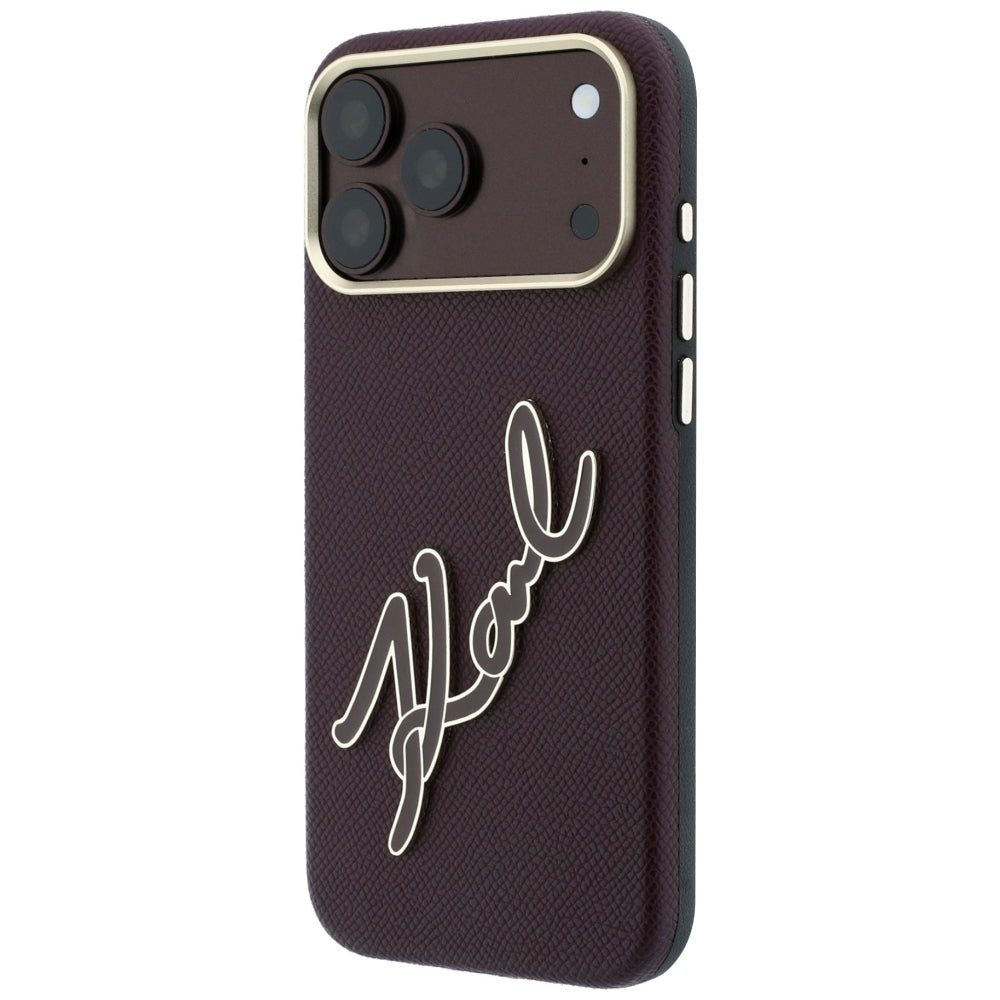 Case for Apple iPhone 18 Pro Max / 17 Pro Max, Karl Lagerfeld, Smooth Big Resin Signature Logo, Burgundy