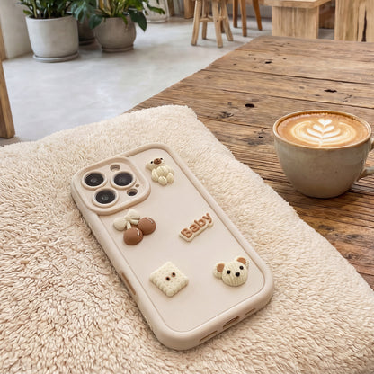 Case for Apple iPhone 15 Pro, OEM, Ultra Trendy 3D Bear, Beige