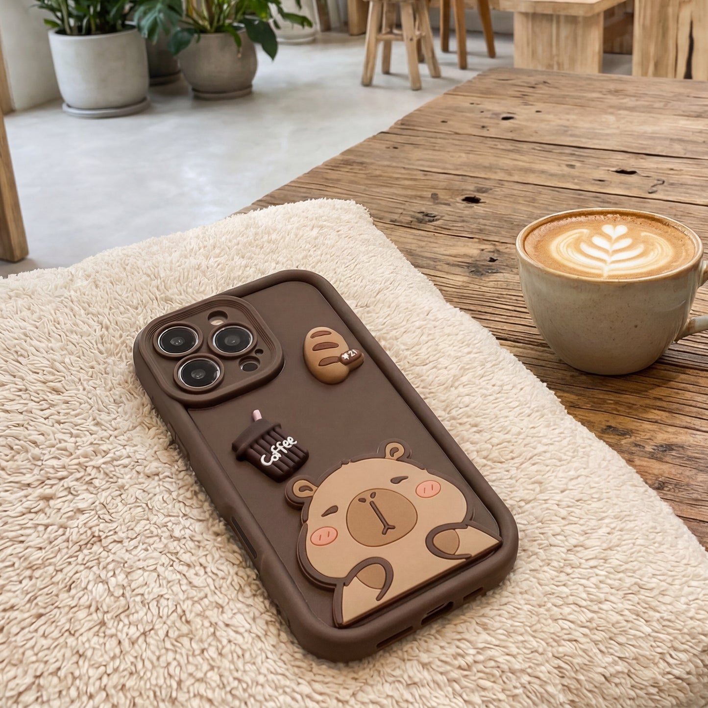 Case for Apple iPhone 13, OEM, Ultra Trendy 3D Capybara, Brown