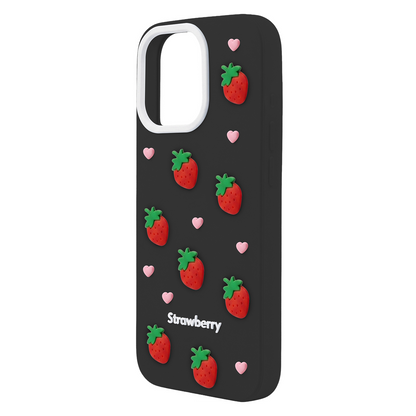 Case for Apple iPhone 12 / 12 Pro, OEM, Strawberry, Black
