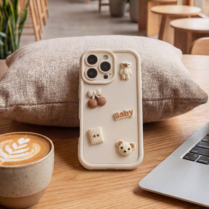 Case for Apple iPhone 13, OEM, Ultra Trendy 3D Bear, Beige