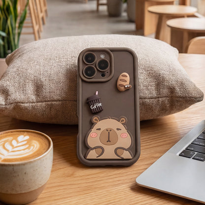 Case for Apple iPhone 16 Pro Max, OEM, Ultra Trendy 3D Capybara, Brown