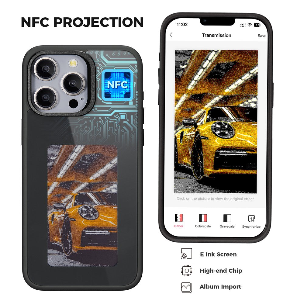 Case for Apple iPhone 15 Pro, OEM, Customized E-Ink Display, Black