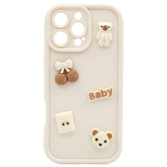 Case for Apple iPhone 17 Pro, OEM, Ultra Trendy 3D Bear, Beige