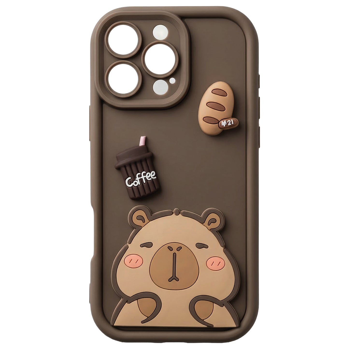 Case for Apple iPhone 14, OEM, Ultra Trendy 3D Capybara, Brown
