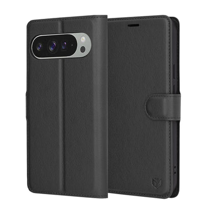 Case for Google Pixel 9 Pro XL, Techsuit, Leather Folio, Black