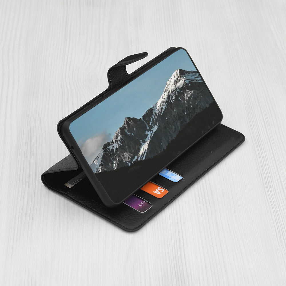 Case for Motorola Moto G86 Power, Techsuit, Leather Folio, Black
