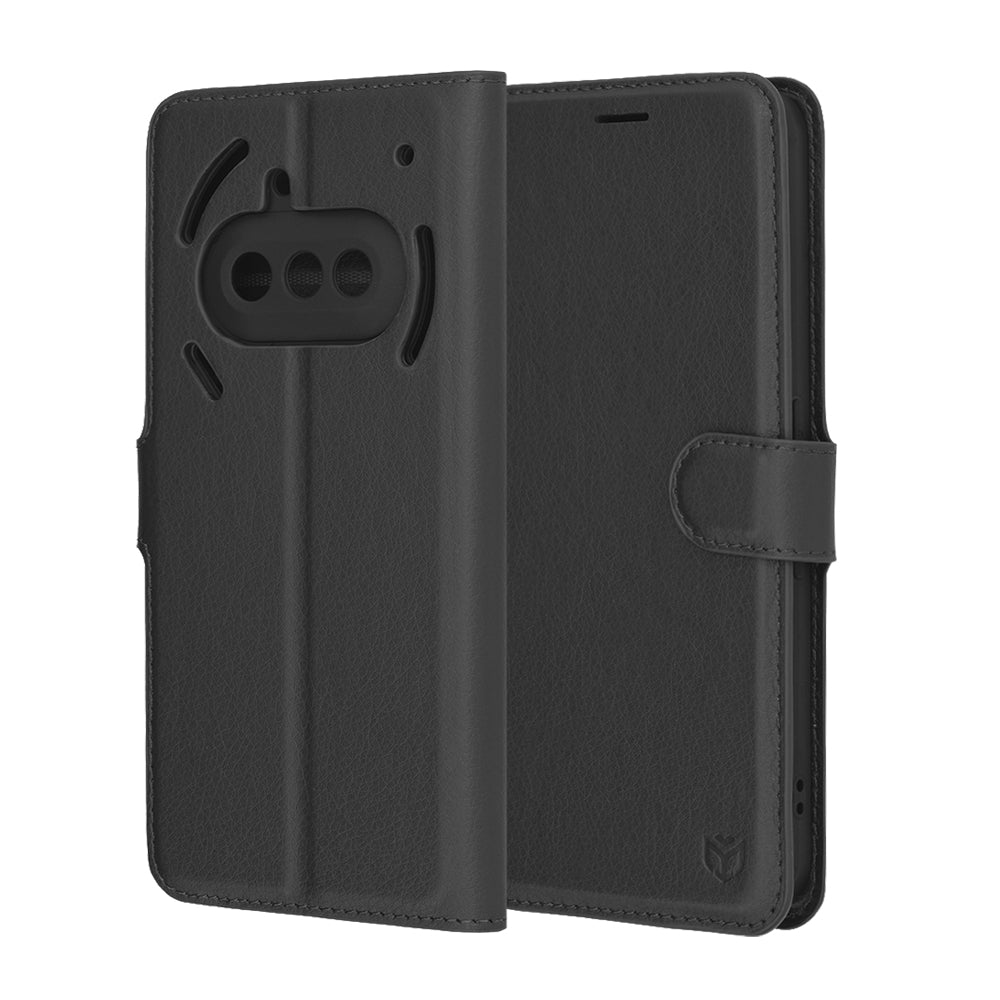 Case for Nothing Phone (3a), Techsuit, Leather Folio, Black