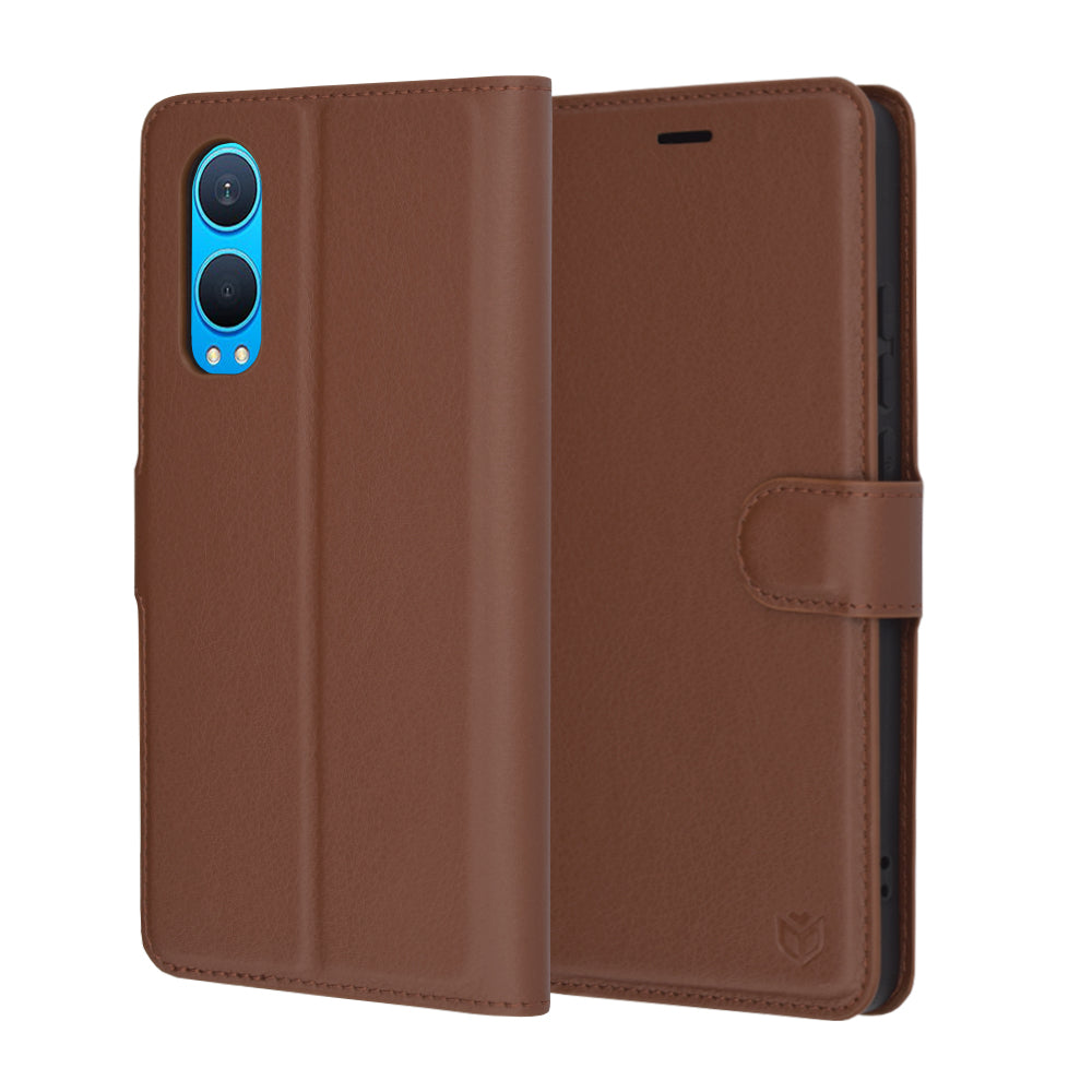 Case for OnePlus Nord CE4 Lite, Techsuit, Leather Folio, Brown