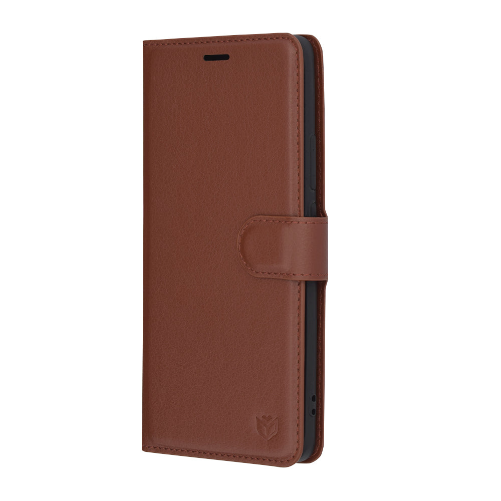 Case for Oppo Reno12, Techsuit, Leather Folio, Brown
