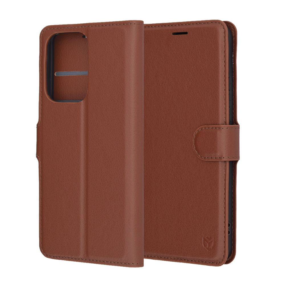 Case for Oppo Reno13 Pro, Techsuit, Leather Folio, Brown