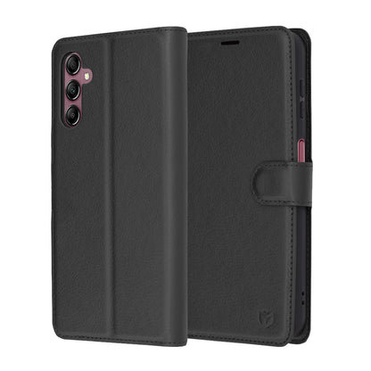 Case for Samsung Galaxy A14 A145 / A14 5G A146, Techsuit, Leather Folio, Black