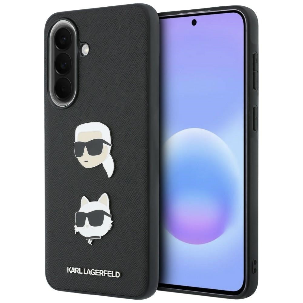 Case for Samsung Galaxy A57 5G, Karl Lagerfeld, Grained Karl & Choupette's Heads Pins and Logo, Black