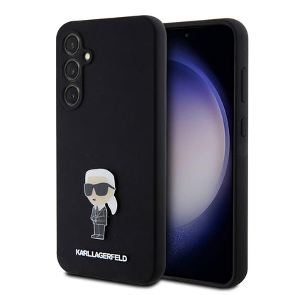 Case for Samsung Galaxy S23 FE S711, Karl Lagerfeld, Silicone Ikonik Karl Metal, Black