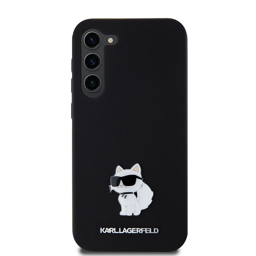 Case for Samsung Galaxy S23+ S916, Karl Lagerfeld, Silicone Choupette Metal, Black