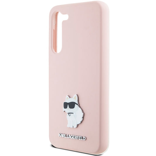 Case for Samsung Galaxy S23+ S916, Karl Lagerfeld, Silicone Choupette Metal, Pink