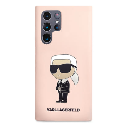 Case for Samsung Galaxy S23 Ultra S918, Karl Lagerfeld, Ikonik Karl Silicone, Pink