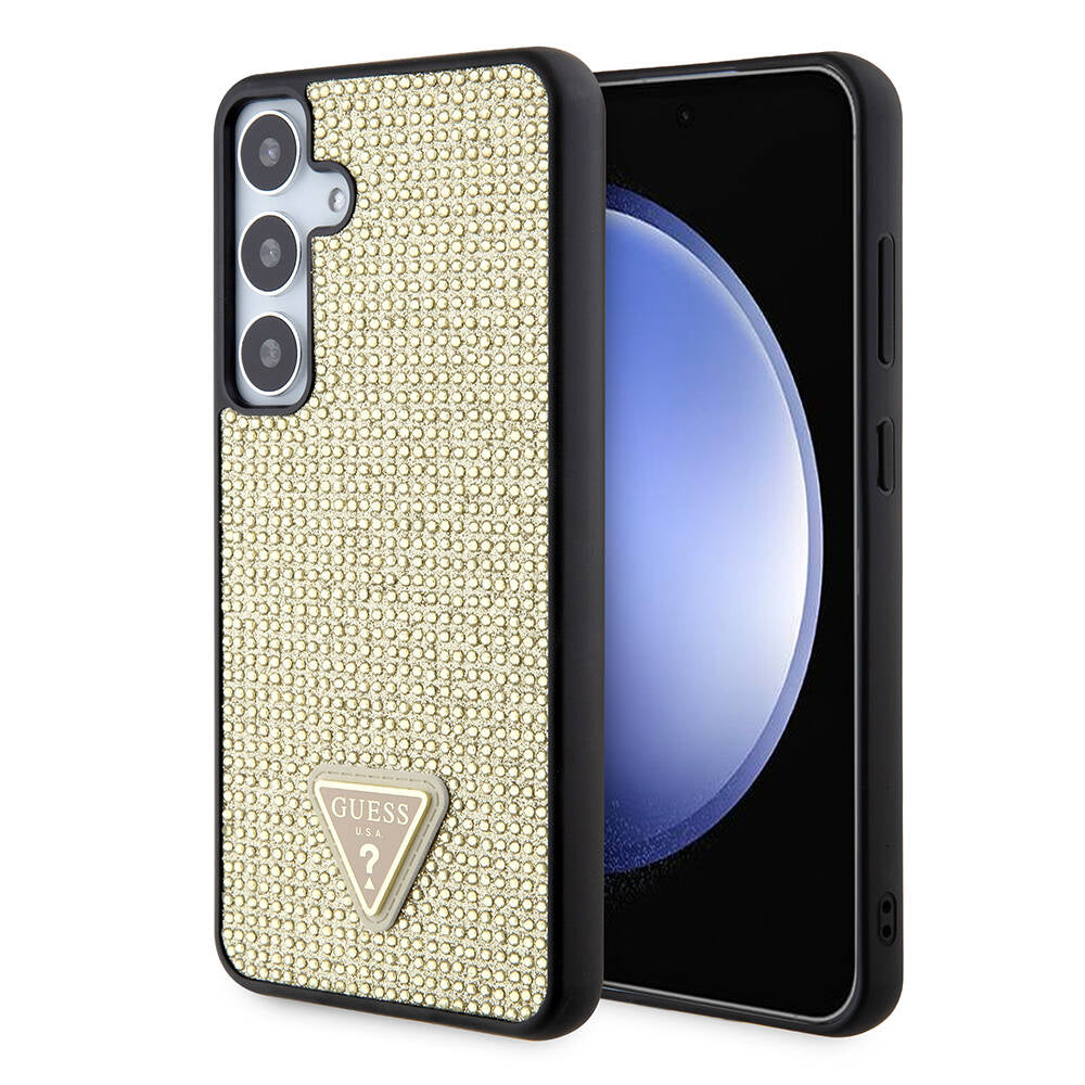 Case for Samsung Galaxy S24+ S926, Guess, Rhinestone Triangle Logo, Gold