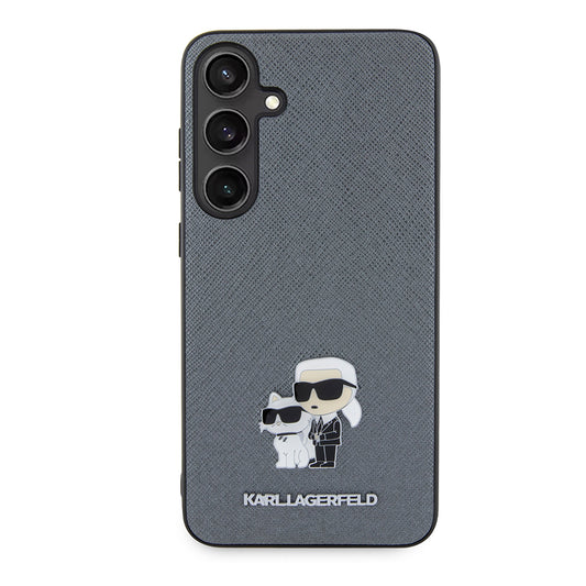 Case for Samsung Galaxy S24+ S926, Karl Lagerfeld, Saffiano Karl & Choupette Metal, Grey