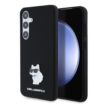 Case for Samsung Galaxy S24+ S926, Karl Lagerfeld, Silicone Choupette Metal, Black