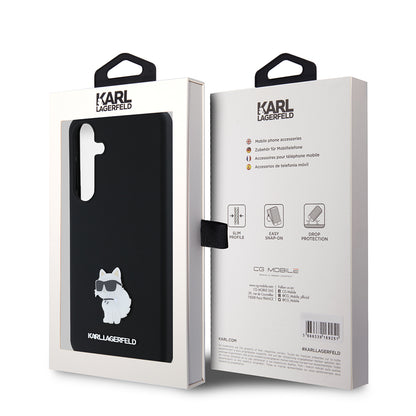 Case for Samsung Galaxy S24+ S926, Karl Lagerfeld, Silicone Choupette Metal, Black