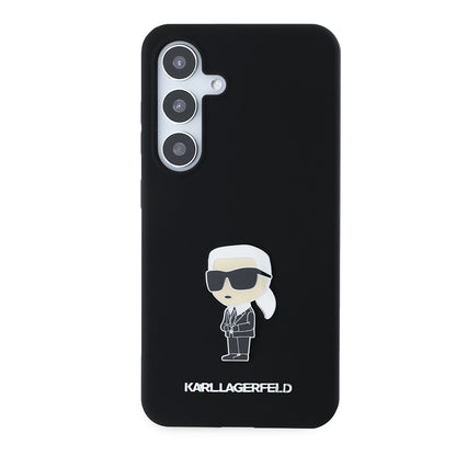 Case for Samsung Galaxy S24 S921, Karl Lagerfeld, Silicone Ikonik Karl Metal, Black