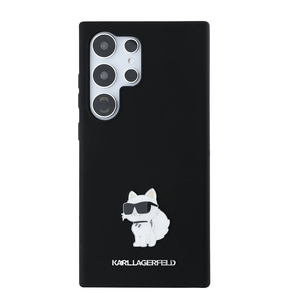 Case for Samsung Galaxy S24 Ultra S928, Karl Lagerfeld, Silicone Choupette Metal, Black