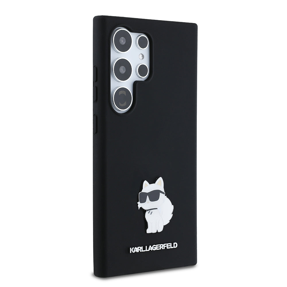 Case for Samsung Galaxy S24 Ultra S928, Karl Lagerfeld, Silicone Choupette Metal, Black