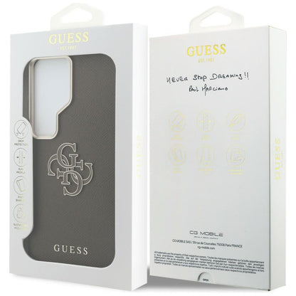 Case for Samsung Galaxy S26 Ultra S948, Guess, 4G Grained Big and Classic Logo, Brown